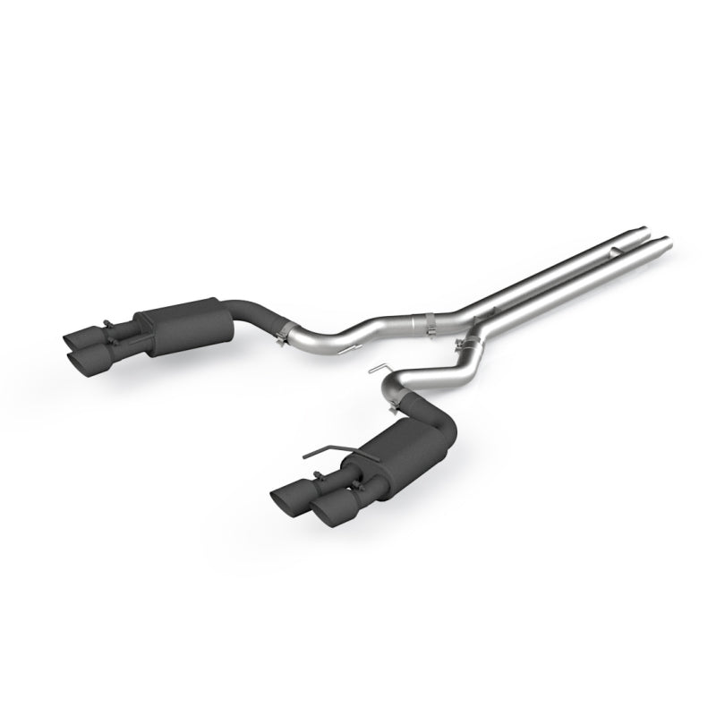 18-23 Ford Mustang GT V8 5.0L MBRP S7205BLK 3in Dual Split Rear Cat Back w/ Quad 4in Dual Wall Tips- Black Coated