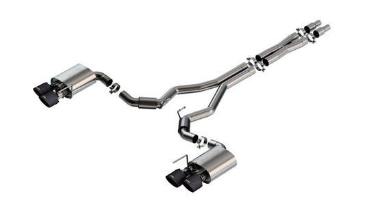 24+ Ford Mustang Dark Horse 5.0L V8 w/Active Exhaust Borla 140964CFBA S-Type Cat-Back Exhaust System - CF Tips