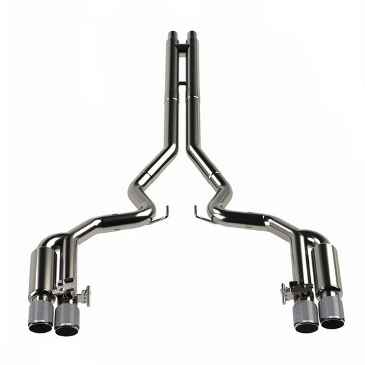 18-24 Ford Mustang GT 5.0L Kooks Headers 11514520 3in. Active Valved Shotgun Cat-Back Exhaust w/ Carbon Tips
