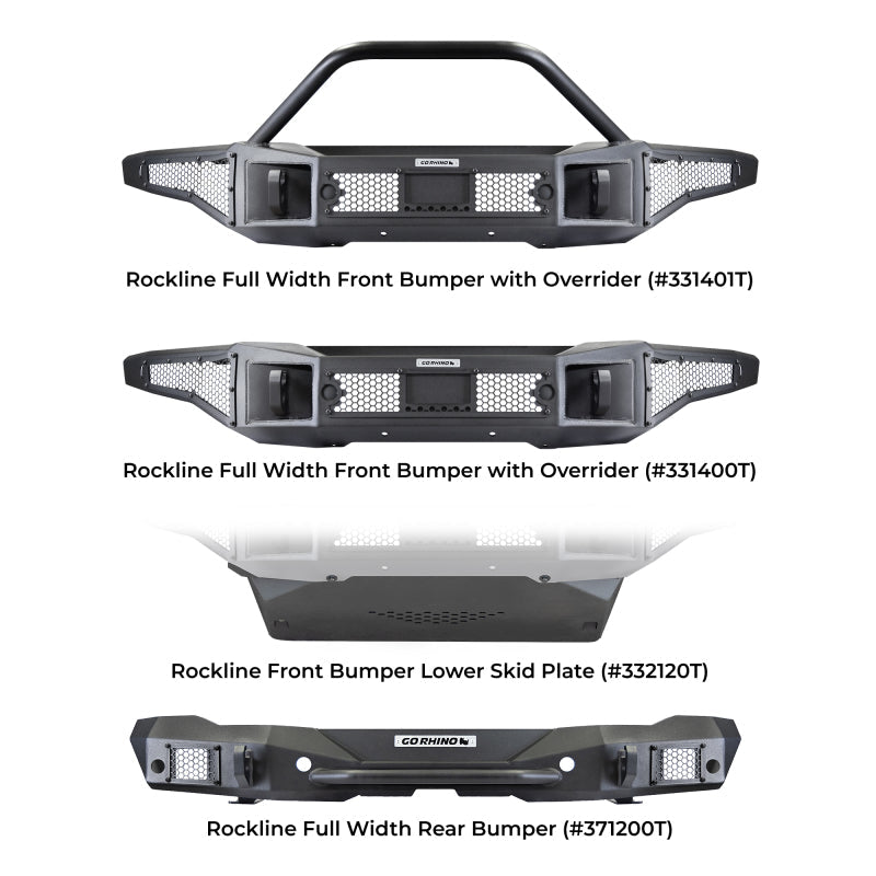 21-24 Ford Bronco 4DR / 2DR Go Rhino 332120T Rockline Front Bumper Lower Skid Plate - Textured Black