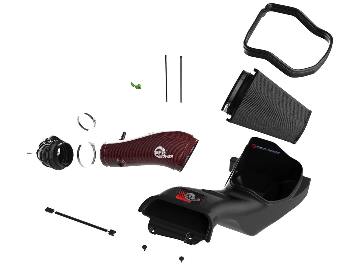 23-24 Ford F-150 Raptor R aFe Power 57-10030KR Track Series Red Kevlar Carbon Fiber Cold Air Intake System w/ Black Pro 5R Filter