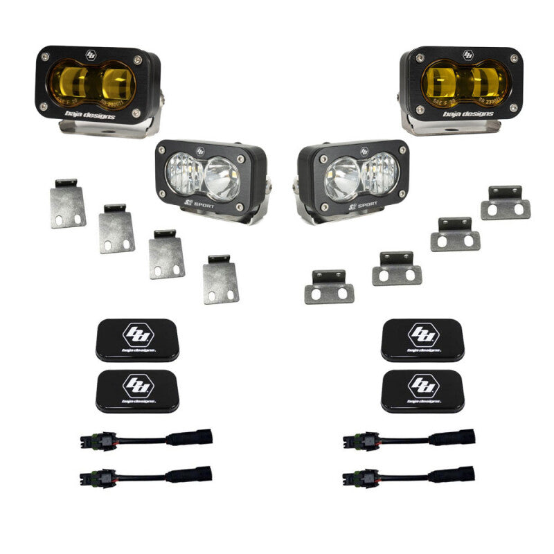 21-26 Ford F-150 Raptor / 23-26 Bronco Raptor / 24-26 F-150 Raptor 37/R Baja Designs 448181 S2 SAE/S2 Sport Fog Pocket Kit - Baja Amber