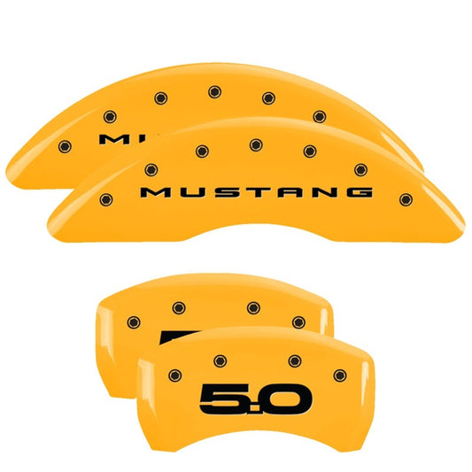 15-20 Ford Mustang MGP 10200SM52YL 4 Caliper Covers Engraved Front 2015/Mustang Engraved Rear 2015/5.0 Yellow Finish Black Character