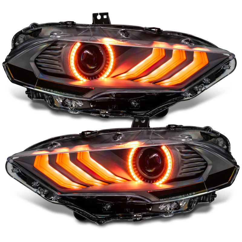 18-23 Ford Mustang Oracle Lighting 8204-332 Dynamic ColorSHIFT LED Headlights-Black Series