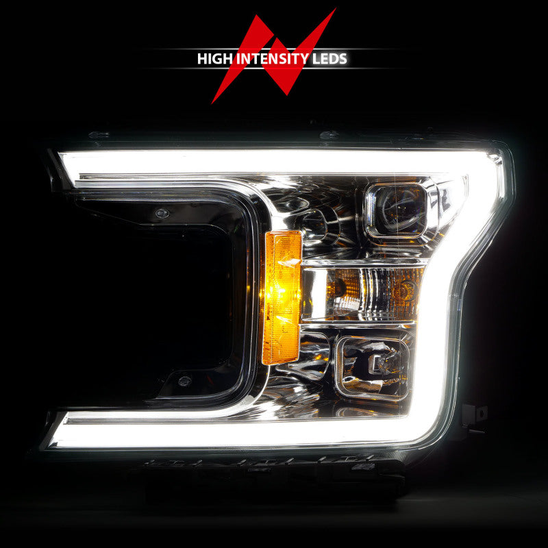 18-20 Ford F-150 Anzo 111399 Projector Plank Style Switchback Headlights Chrome