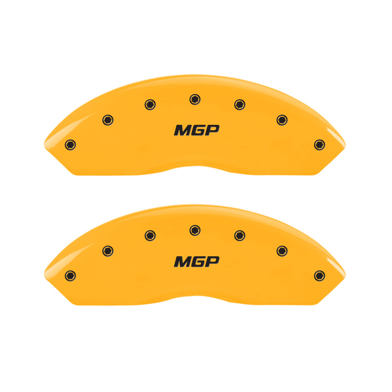 15-20 Ford Mustang MGP 10202SMGPYL 4 Caliper Covers Engraved Front & Rear MGP Yellow Finish Black Characters