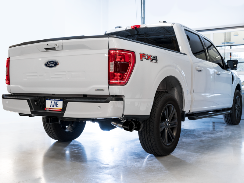 21-26 Ford F-150 AWE Tuning 3015-23059 0FG Dual Side Exit Cat-Back Exhaust - 4.5in Diamond Black Tips