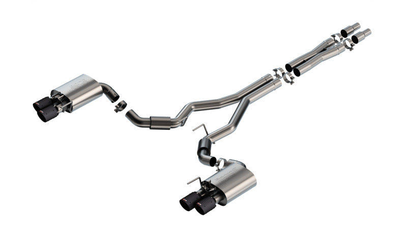 24+ Ford Mustang GT 5.0L V8 w/ Active Exhaust Borla 140962CFBA S-Type Cat-Back Exhaust System - Carbon Fiber