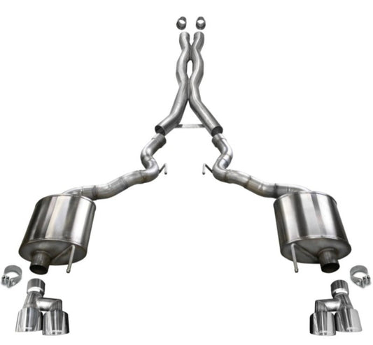18-23 Ford Mustang GT Convertible Corsa Performance 21048 w/o Active Valves Xtreme Cat-Back w/ Polished 4in Tips