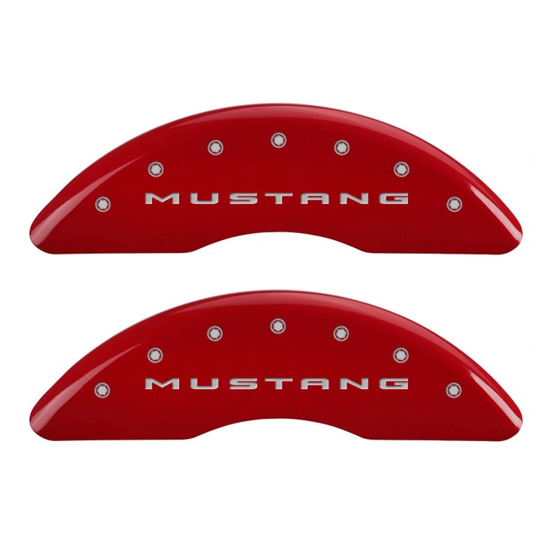 15-20 Ford Mustang MGP 10200SM52RD 4 Caliper Covers Engraved Front 2015/Mustang Engraved Rear 2015/5.0 Red Finish Silver Character