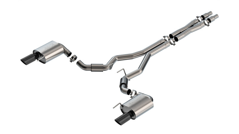 24+ Ford Mustang GT 5.0L V8 Borla 140960BC w/o Active Exhaust S-Type Cat-Back Exhaust System - Black Chrome