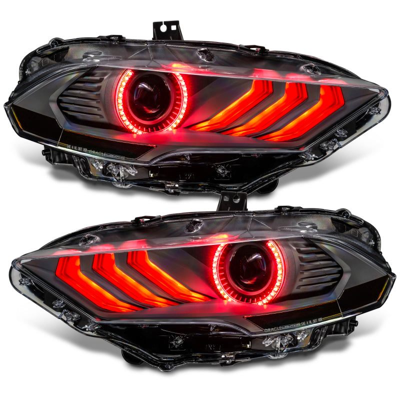 18-23 Ford Mustang Oracle Lighting 8204-332 Dynamic ColorSHIFT LED Headlights-Black Series