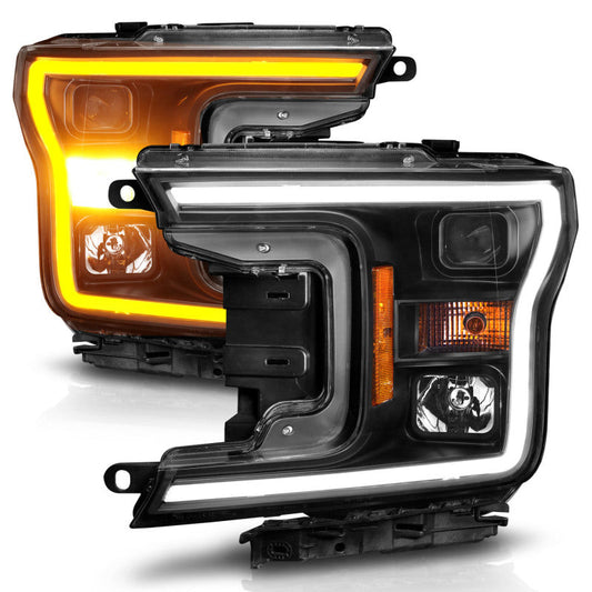 18-20 Ford F-150 ANZO 111509 Projector Headlight w/ Plank Style Switchback Black Housing