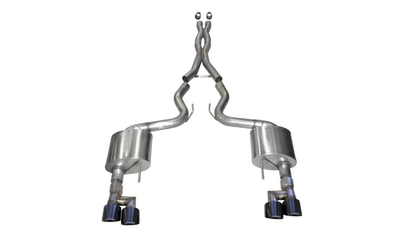 18-23 Ford Mustang V8 5.0L Corsa Performance 21040BLK 3in Xtreme Cat-Back Dual Rear Exit w/ 4in Black PVD Pro-Series Tips