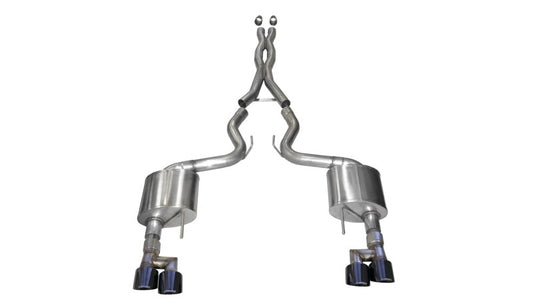 18-23 Ford Mustang V8 5.0L Corsa Performance 21040BLK 3in Xtreme Cat-Back Dual Rear Exit w/ 4in Black PVD Pro-Series Tips