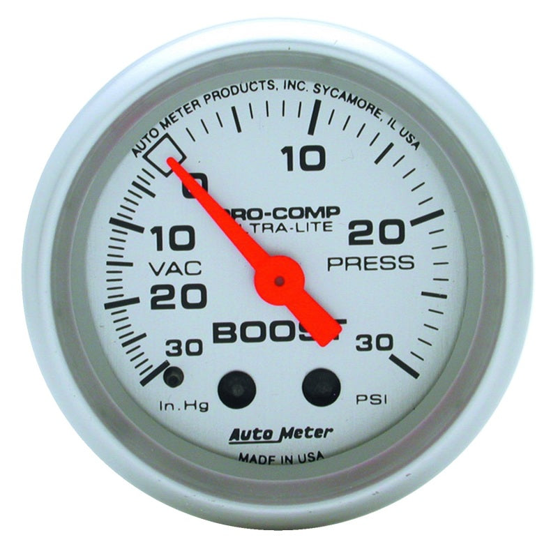 AutoMeter 4303 Ultra-Lite 52mm 30 PSI Mechanical Boost/Vac Gauge
