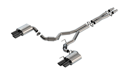 24+ Ford Mustang GT 5.0L V8 Borla 140969BC 3 in S-Type Catback Non-Active Exhaust- Black Chrome Quad Tip