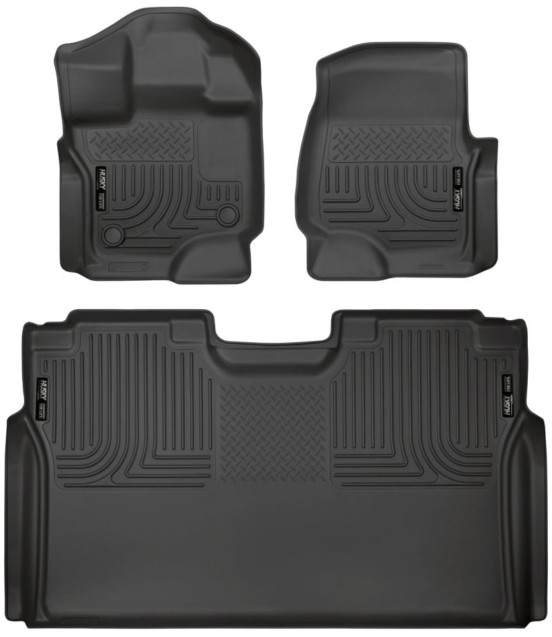 15-24 Ford F-150 SuperCrew Husky Liners 94041 Weatherbeater Black Front & 2nd Seat Floor Liners