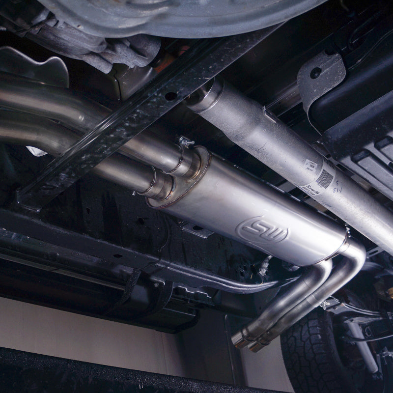 15-20 Ford F-150 Stainless Works FT15CBFT Exhaust X-Pipe Resonator Muffler Exits In Front Of Passenger Rear Tire