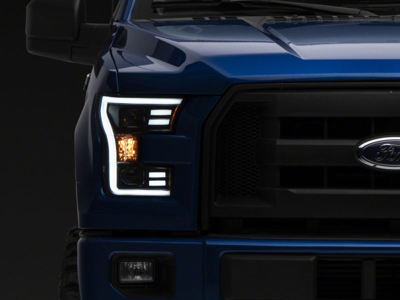 15-17 Ford F-150 Raxiom T542837 G3 Projector Headlights w/ LED Accent - Blk Housing (Clear Lens)