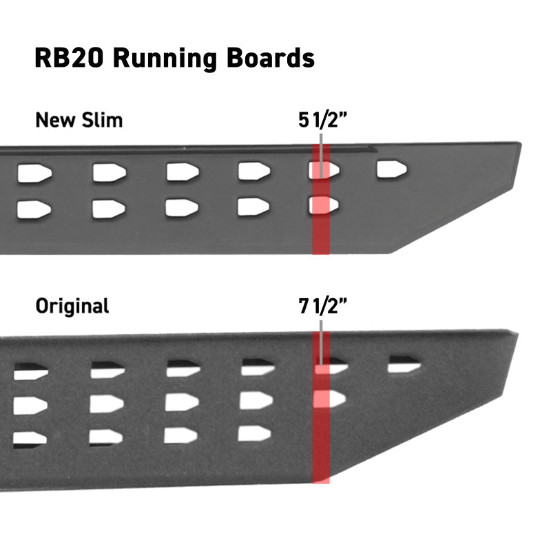 21-23 Ford Bronco Go Rhino 69400073ST RB20 Slim Running Boards-Universal 73in.-Bedliner Coating