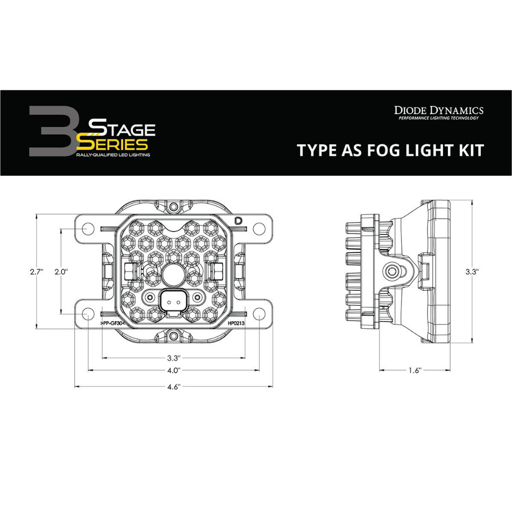 21-25 Ford Bronco / 19-23 Ranger Diode Dynamics DD6993 SS3 LED Fog Light Kit Max Type AS ABL - White SAE Fog