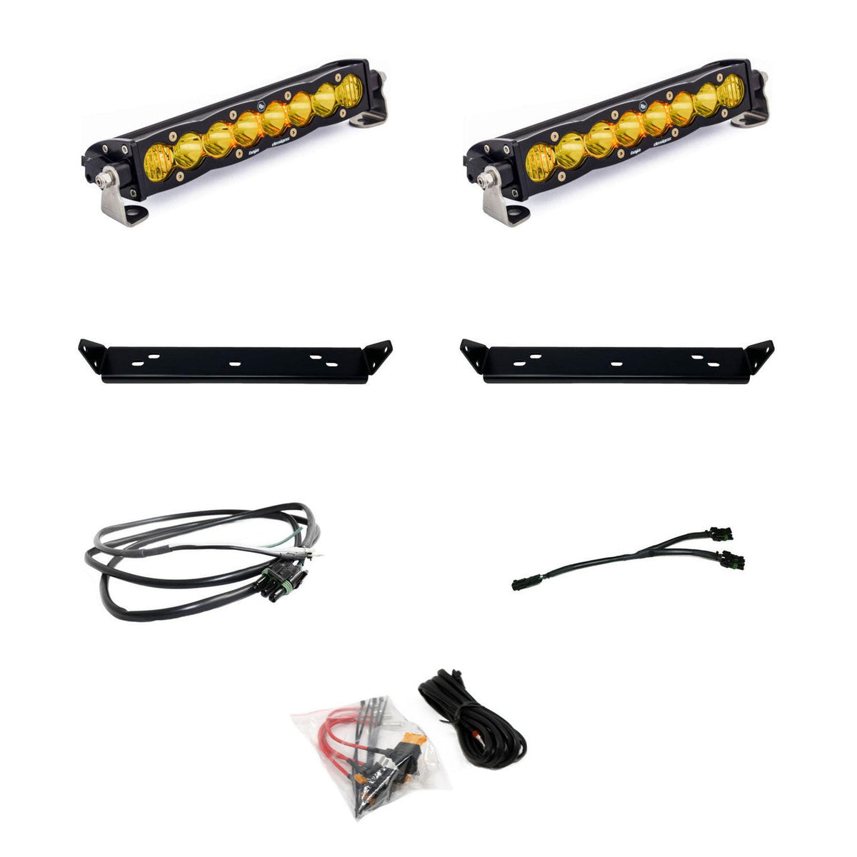 21-24 Ford F-150 Raptor / 2024+ F-150 Raptor R/37 Baja Designs 448066 S8 10 Inch Dual Behind Grille Light Bar Kit - Amber