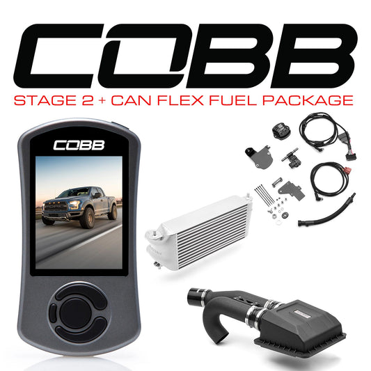 COBB Tuning 0050S20SL-FF Stage 2 + CAN Flex Fuel Power Package Silver (Factory Location Intercooler) for 17-20 Ford F-150 Raptor Ecoboost