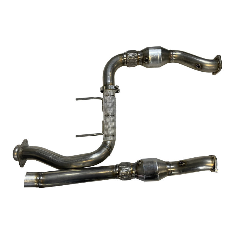 2017 - 2020 Ford F-150 Raptor 3.5L SPD Performance 304SS Catted Downpipes, with built-in Turbo Adapters