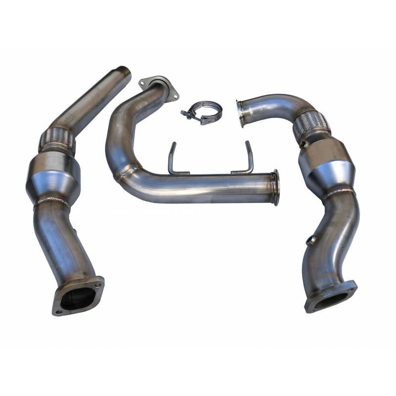 2017 - 2020 Ford F-150 Raptor 3.5L SPD Performance 304SS Catted Downpipes, with built-in Turbo Adapters