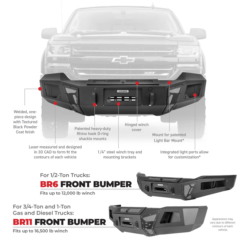18-20 Ford F-150 Go Rhino 24397T BR6 Winch-Ready Front Bumper