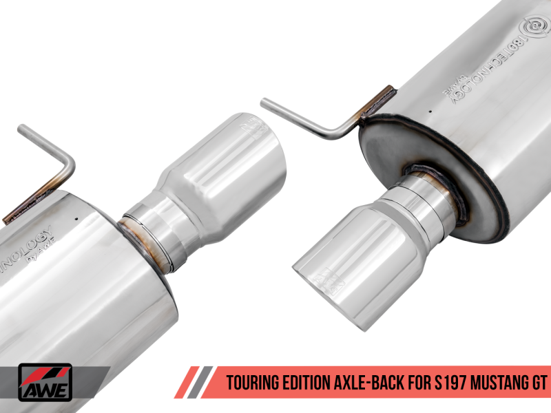 11-14 Ford Mustang GT AWE Tuning 3015-32094 S197 Axle-back Exhaust-Touring Edition(Chrome Silver Tips)
