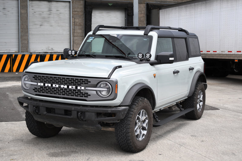 21-24 Ford Bronco 4DR Go Rhino 20412974PC E-BOARD E1 Electric Running Board Kit No Drill Tex. Black (Two Brackets Per Side)