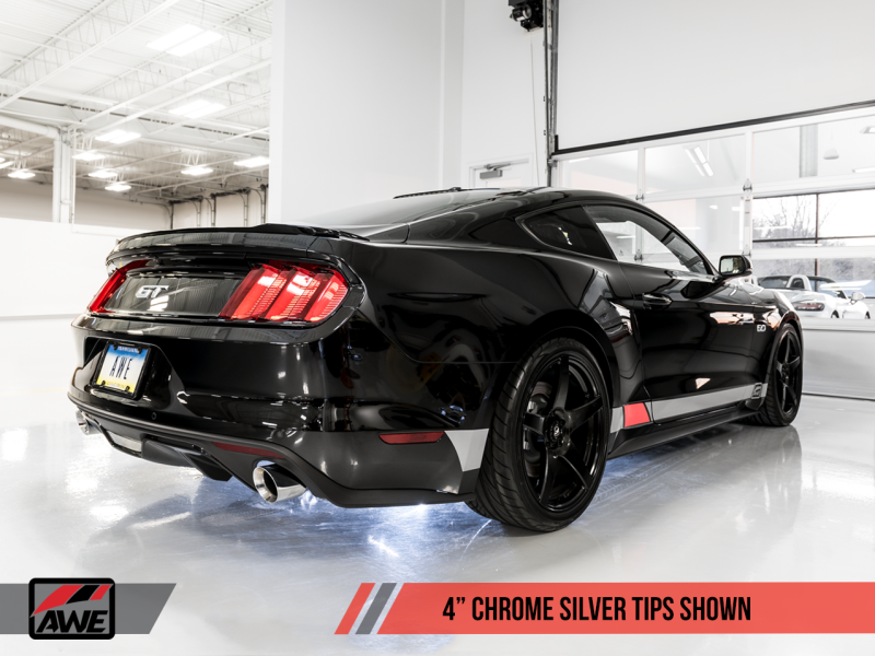 15-17 Ford Mustang GT AWE Tuning 3020-32028 S550 Cat-Back Exhaust - Track Edition (Chrome Silver Tips)