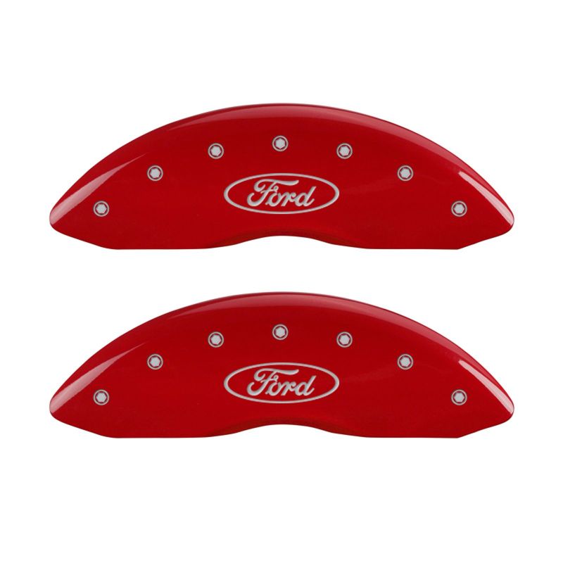 18-20 Ford Expedition MGP 10239SFRDRD 4 Caliper Covers Engraved Front & Rear Oval logo/Ford Red Finish Silver Character