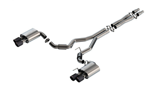 24+ Ford Mustang GT 5.0L V8 Borla 140969CFBA 3 in S-Type Catback Non-Active Exhaust- Carbon Fiber Quad Tip