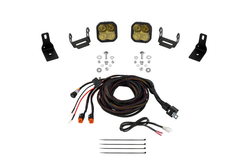22-24 Ford Maverick Diode Dynamics DD7765 SS3 Sport Stage Series Ditch Light Kit Pro Yellow Combo