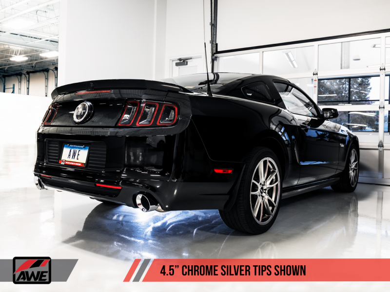 11-14 Ford Mustang GT AWE Tuning 3015-32094 S197 Axle-back Exhaust-Touring Edition(Chrome Silver Tips)