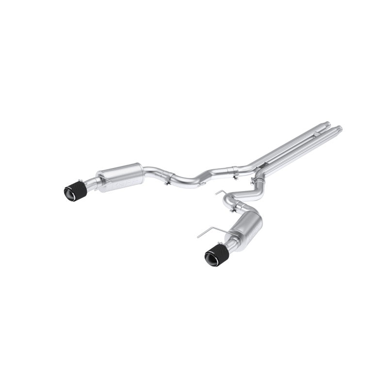 24+ Ford Mustang GT S650 V8 5.0L MBRP S72513CF 3in Cat-Back Dual Split Rear with Carbon Fiber Tips Street Profile