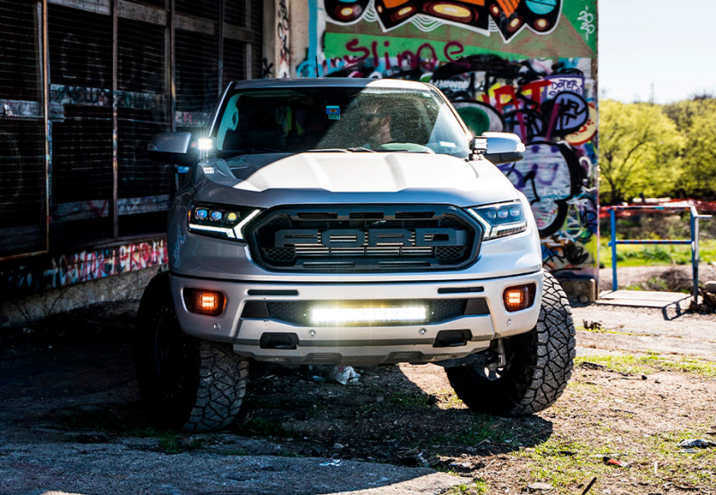 19-22 Ford Ranger Cali Raised CR2922 22" Bumper Hidden LED Light Bar Brackets Kit - W/ 22 Inch Led Bar (Spot Beam) - W/ ACC Radar Relocation Bracket