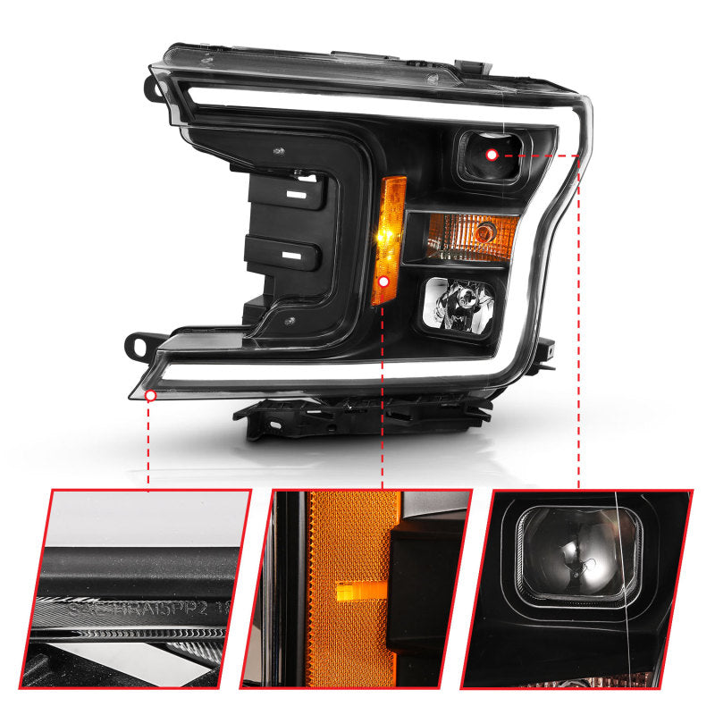 18-20 Ford F-150 Anzo 111467 Projector Plank Style Headlights Black