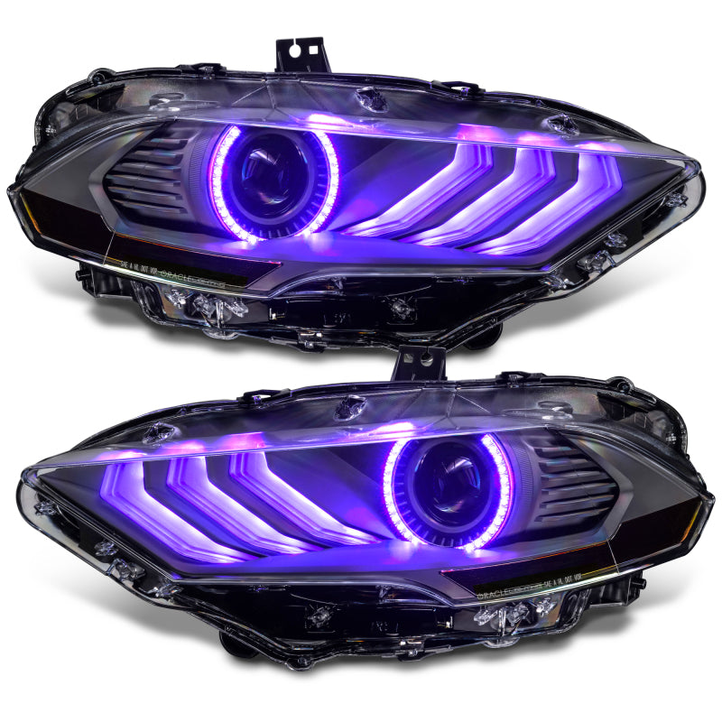 18-23 Ford Mustang Oracle Lighting 8204-332 Dynamic ColorSHIFT LED Headlights-Black Series