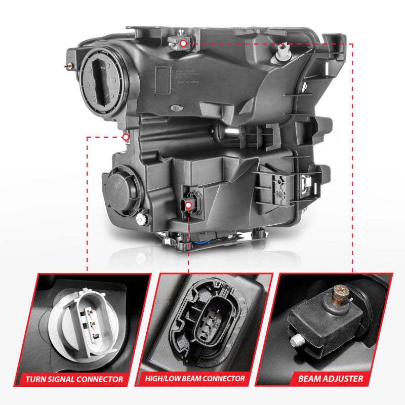 15-17 Ford F-150 ANZO 111547 Full LED Projector Plank Style Switchback Headlights - Black (For Halogen Models Only)
