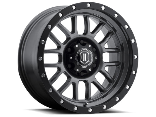 04-23 Ford F-150 / 14-23 Ford Expedition ICON 1217856350GM Alpha 17x8.5 6x135 6mm Offset 5in BS 87.1mm Bore Gun Metal w/ Black Ring Wheel