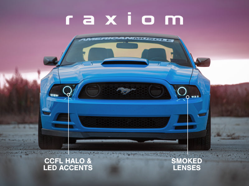 11-14 Ford Mustang 3.7L V6 Raxiom 49170 LED Halo Projector Headlights Black Housing (Smoked Lens)