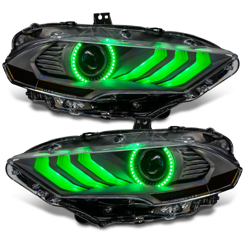18-23 Ford Mustang Oracle Lighting 8204-332 Dynamic ColorSHIFT LED Headlights-Black Series
