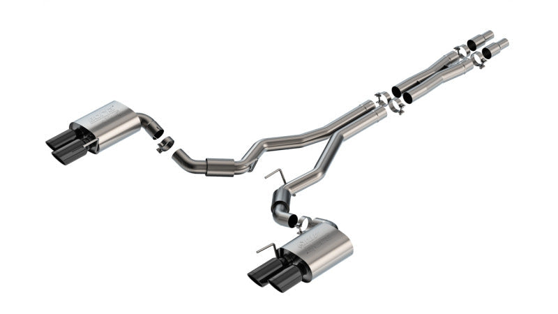 24+ Ford Mustang GT 5.0L V8 Borla 140970BC 3 in ATAK Catback Non-Active Exhaust- Black Chrome Quad Tip