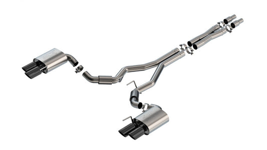 24+ Ford Mustang GT 5.0L V8 Borla 140970BC 3 in ATAK Catback Non-Active Exhaust- Black Chrome Quad Tip