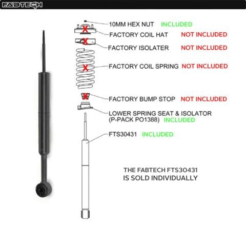 04-08 Ford F-150 2WD Fabtech FTS30431 6in Front Performance Replacement Shock Absorber - Single